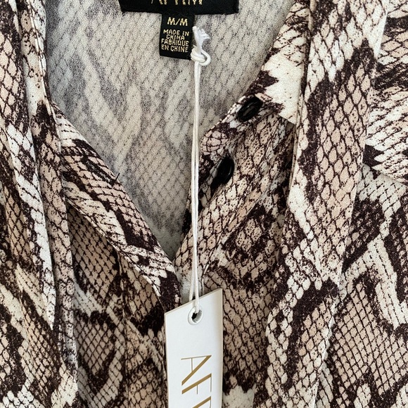 AFRM Flutter Sleeve Wrap Waist Button Up Blouse - Picture 6 of 6